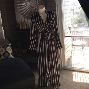 Boohoo Striped Bell Sleeved Maxi Dress NWT